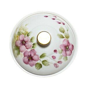 Vtg Hand Painted Porcelain Floral Trinket Dish with Lid Signed by Grace Theiss
